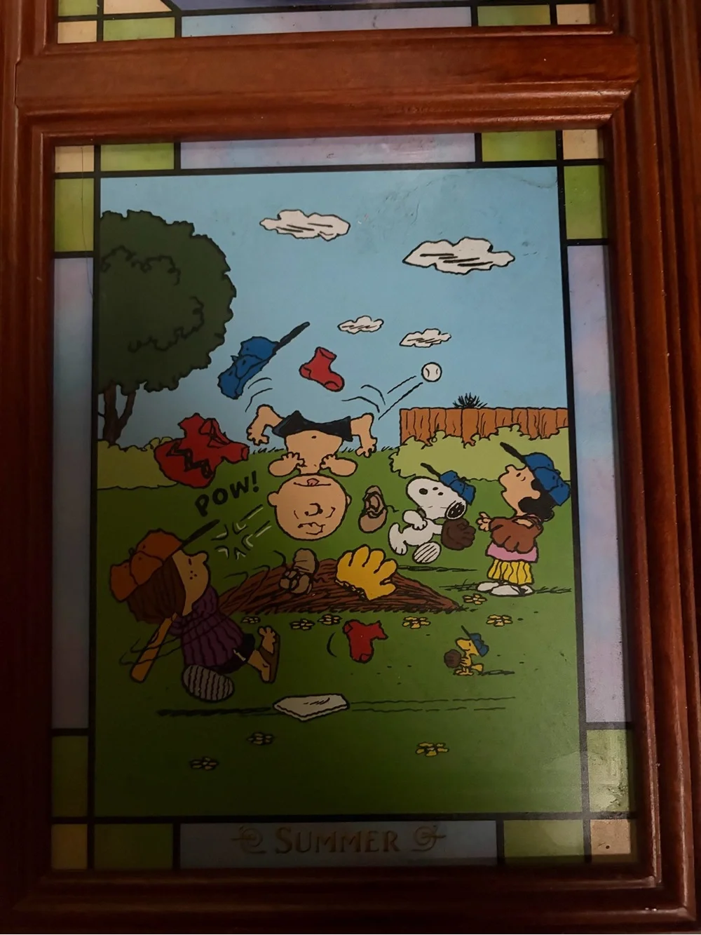 Peanuts Wall Clock and Seasonal Panels — Brown, Blue, Green, White